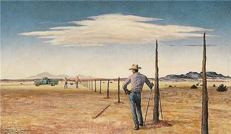 Peter Hurd, The Fence Builders, 1954
Sold 2014: $70,200