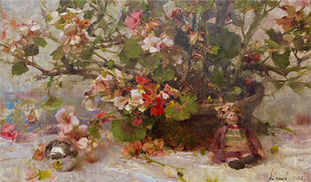 Winter Geraniums  
Oil, 12 x 20 ©Richard Schmid 2002