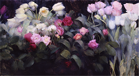 Spring Roses & Tulips
Oil, 20 x 36 ©Nancy Guzik