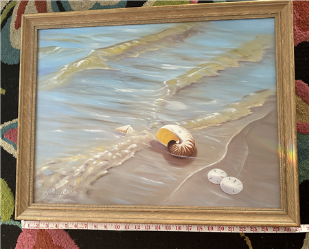 Listed artist Dana Queen original oil on canvas. 27” wide. 21” tall. $3800 price tag in her Hawaiian gallery. Google her. Sunrise Greetings bought some of her images and made them into greeting cards. We are offering this nicely framed original plus two framed sunrise cards for $995 plus shipping.