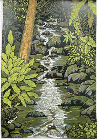 Margaret Barnaby
woodblock print, 47 x 24 inches.