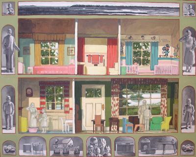 Kristi Ryba : Nuclear Family, gouache on panel, 24” x 36” © 2006