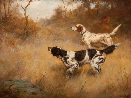 Percival Leonard Rosseau (1859-1937) Setters on Partridge, SOLD FOR $54,050