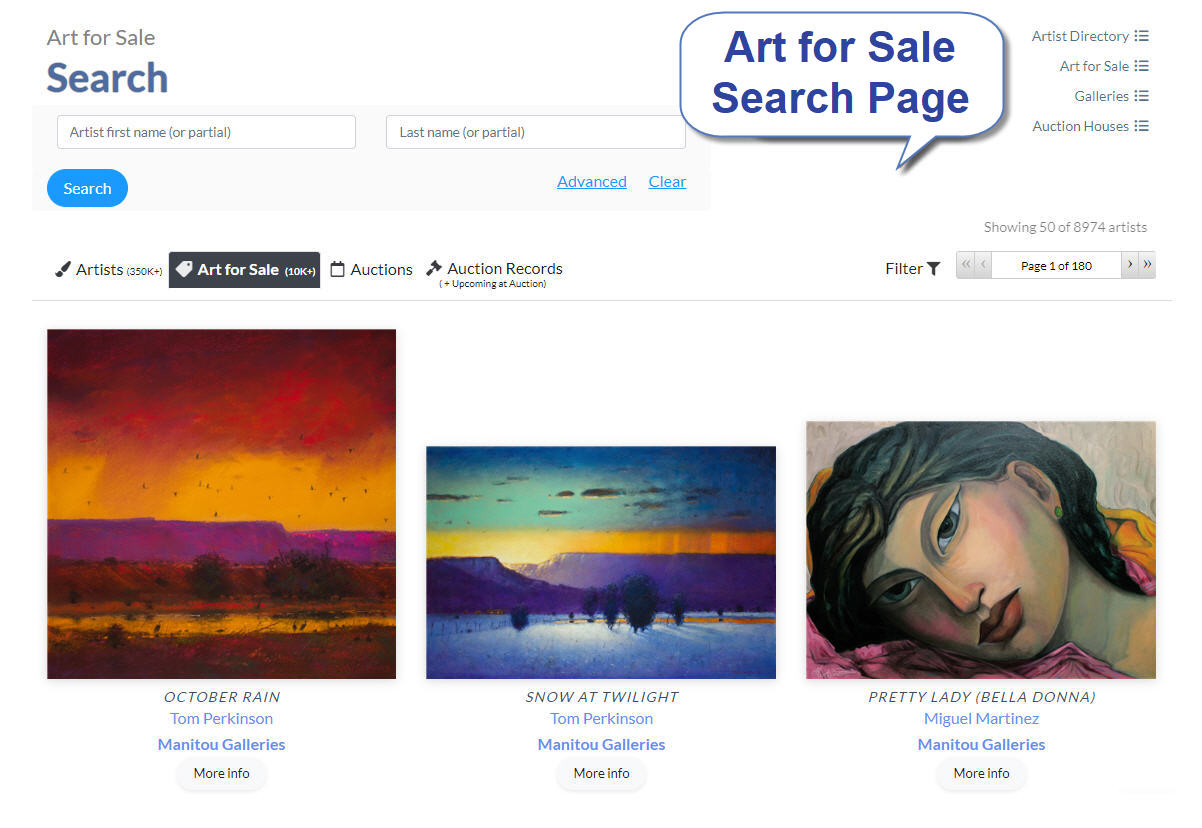 art for sale search page