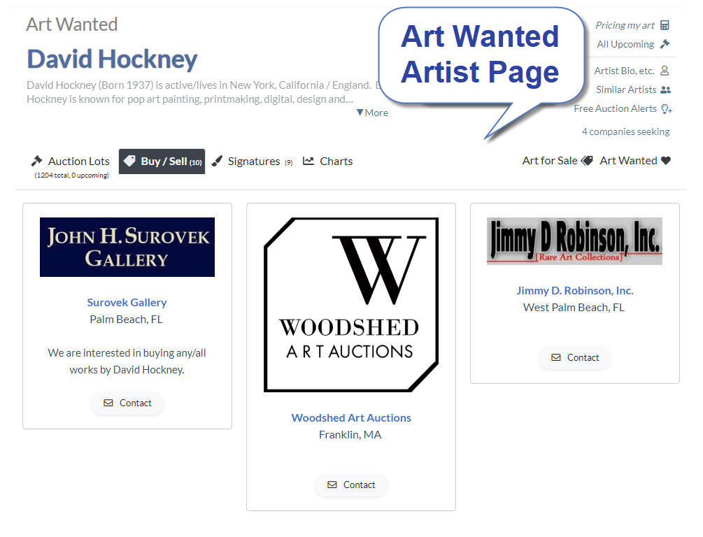 art wanted artist page