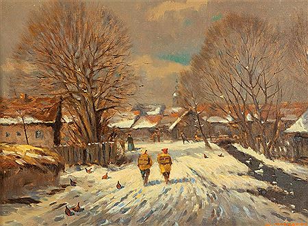 Walter Rohrbach : Dorfstraße im Winter