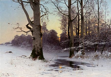 Konrad Alexander Muller-Kurzwelly : Winter landscape in the morning light.