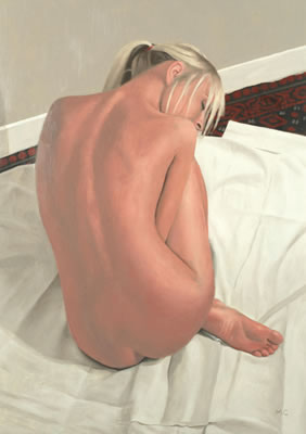 Mark Clark : Seated Female Nude on a Bed