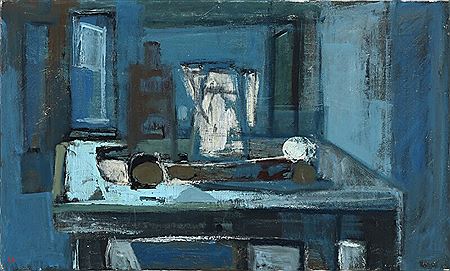 Ernst Rasmussen : Still life with jug and bottle on a table