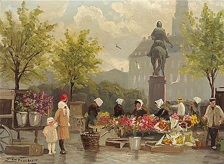 Edmund Fischer : Florists at Højbro plads.