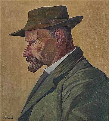 Max Eugen Brack : Portrait of a man with a hat in profile