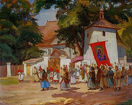 Stanislaw Paciorek : PROCESSION BEFORE THE CHURCH IN MODLNICA