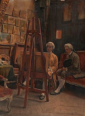 Marcelle Blum : The painter on his easel.