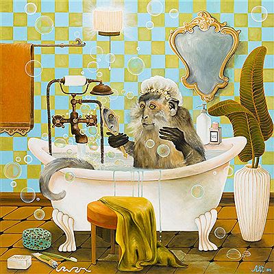 Adelajda Kot : Monkey in a bath