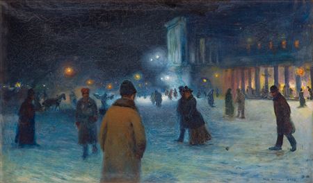 Jozef Rapacki : Evening on the Theatre Square in Warsaw