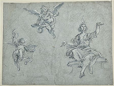 Belisario Corenzio : Two Putti in Flight, and a seated allegorical figure