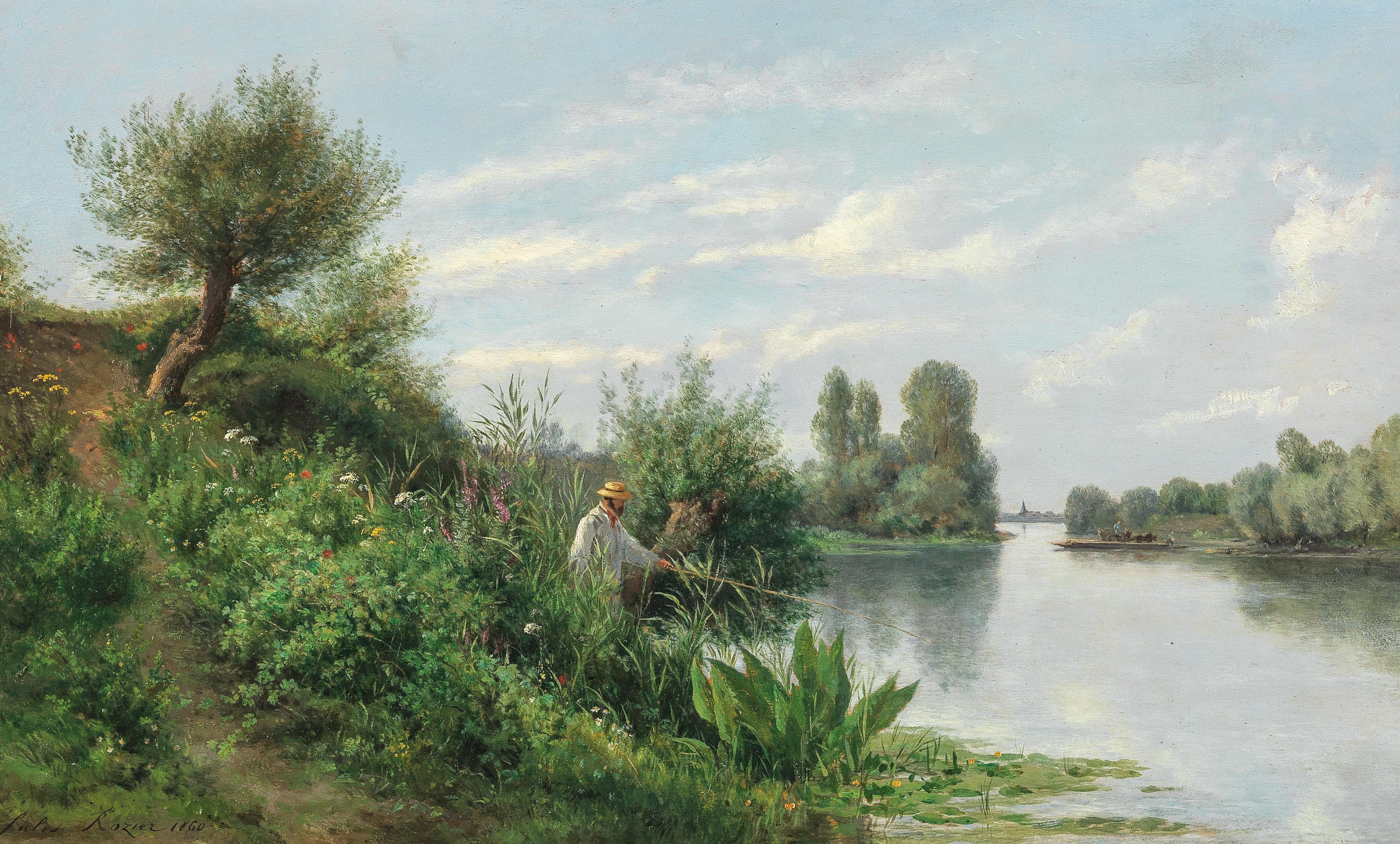 Jules Charles Rozier : An Angler on the Riverbank