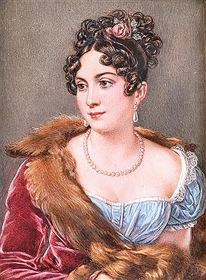 Leopold Fischer : A portrait of a lady in a fur-trimmed coat