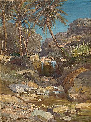 Karl Lorenz Rettich : Wasserfall im Valle di Sossa bei Bordighera