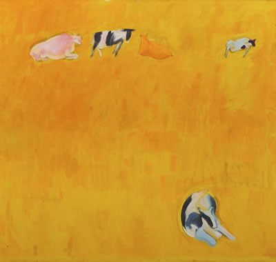 Bernard Chaet : Cows on Yellow Ground