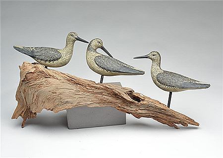 Reggie (Reg) Birch : Three piece wall display of nine yellowlegs