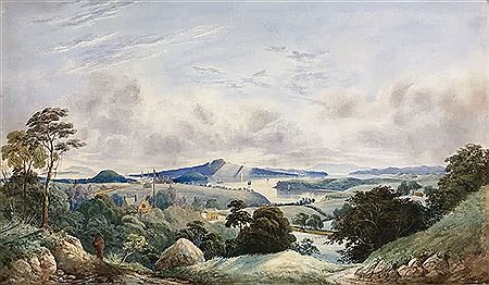 John Barr Clarke Hoyte : View of Auckland Harbour from Mt Hobson, Remuera