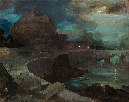 Charles Hodge Mackie : CASTEL SANT'ANGELO AND THE RIVER TIBER, ROME BY MOONLIGHT