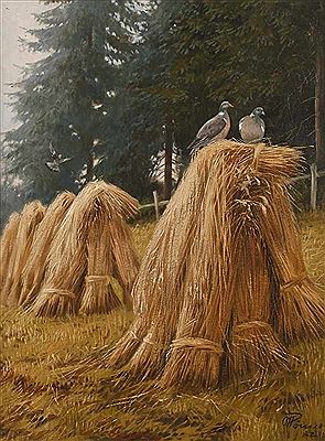 Oswald Romer : Straw dolls with a pair of pigeons