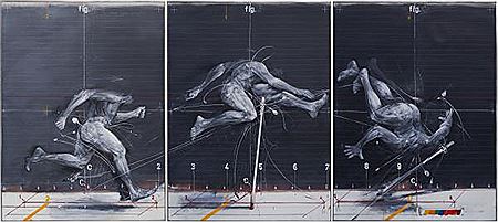 Vladimir Velickovic : Trois états du saut, 1975  (triptych)