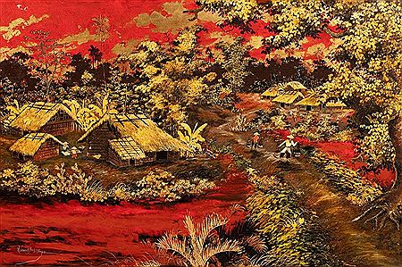 Hoang Ngoc : Village Scene, 1953