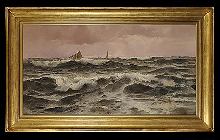 John Fraser : Off Folkstone', A Study of Breaking Waves, with Sailing Boats