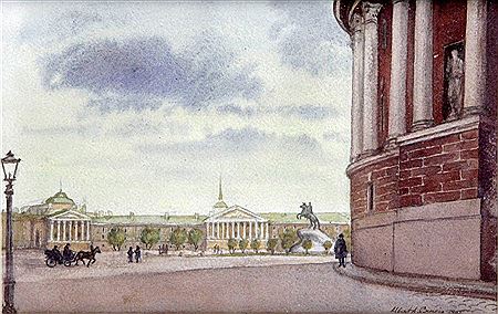 Albert Alexandrovich Benois : Saint Petersburg, the equestrian statue of Peter the Great