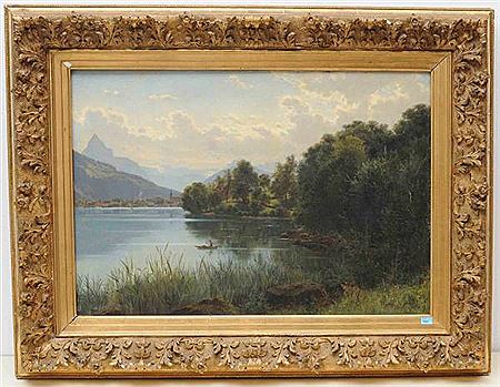 Wilhelm Bernhard Benteli : Blick auf Arth Goldau, mit dem Mythen im Hintergrund, 1890