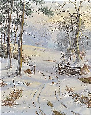 Martin Spencer Coleman : WINTER SCENE WITH WOODLAND AND PHEASANTS