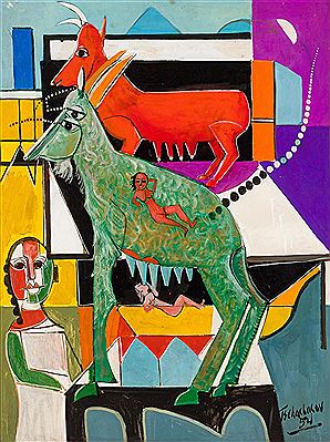 Nahum Tschacbasov : Two Goats and a Woman at the Piano