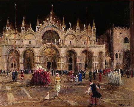 John Lacoux : ''Carnival Night, Piazza San Marco, Venice''