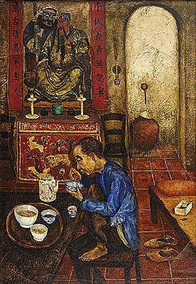 Ernst C L Agerbeek : A Chinese man eating in his living room