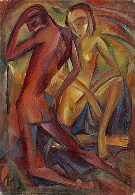 Martel Schwichtenberg : Composition with Red and Yellow Nude (pair)