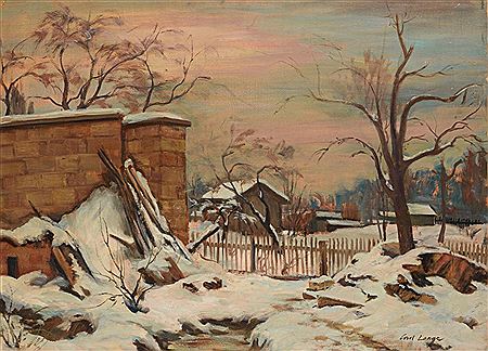 Carl Lange : 'Garden landscape in winter'