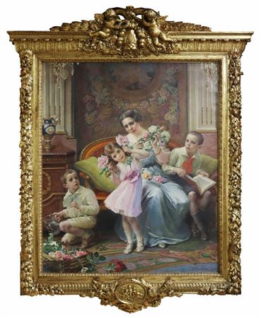 Franz Dvorak : Pretty in Pink, Portrait of Marie Volejnikove With Her Children