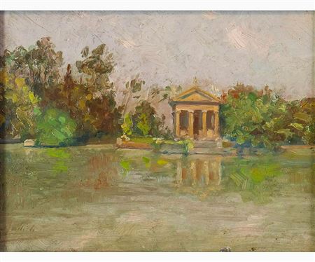 Giuseppe Lallich : The garden of the Villa Borghese pond