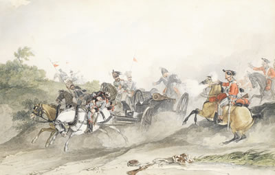 John Augustus Atkinson : The 1st King's Dragoon Guards at Waterloo