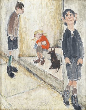 Harold Riley : Three Children with Dog