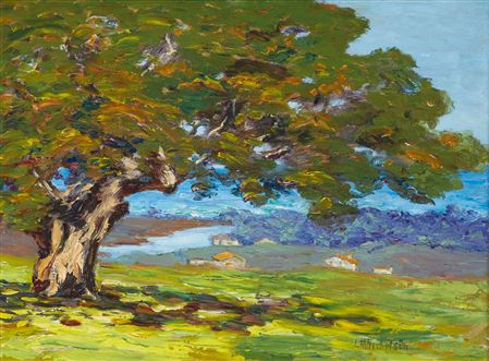 Lillie May Nicholson : Monterey Bay from Under the Oak