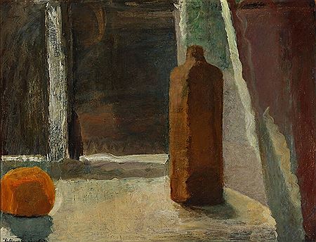 Juliana Sveinsdottir : Still life with bottle and orange