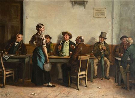 Frans Meerts : Interior of a tavern, 1889.