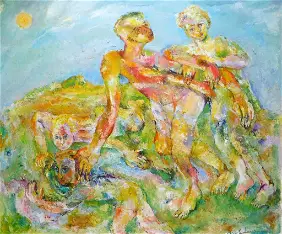 Sabina Teichman : A family playing outside on a bright summer day