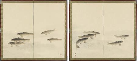 Kanjo Yamashita : Carp (a pair of 2-panel byobu screens)