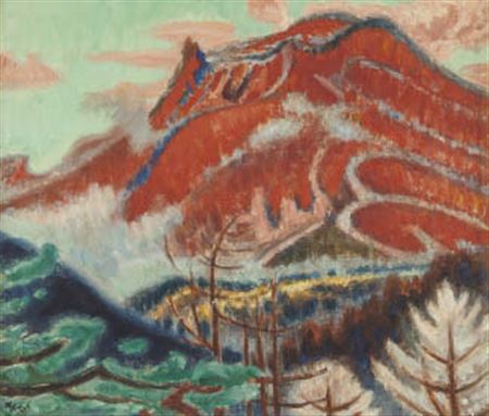 Keizo Koyama : Mt. Asama flames with morning glow