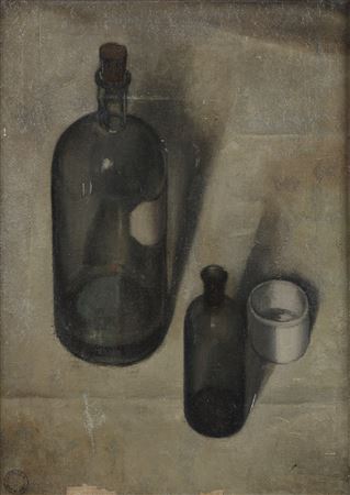 Dick Ket : Stilleven met flessen en zalfpotje (Still life with bottles and ointment jar)